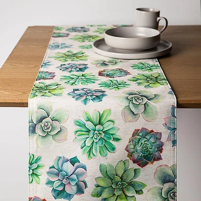 Harman Printed 'Succulent' Linen Table Runner