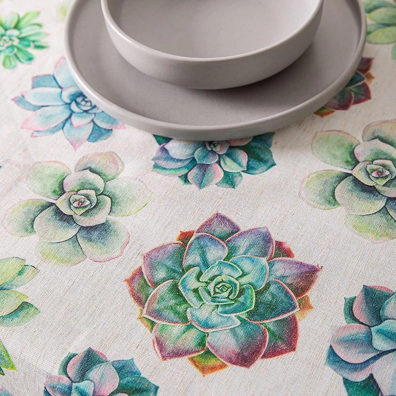 Harman Printed 'Succulent' Linen Tablecloth (60x120")