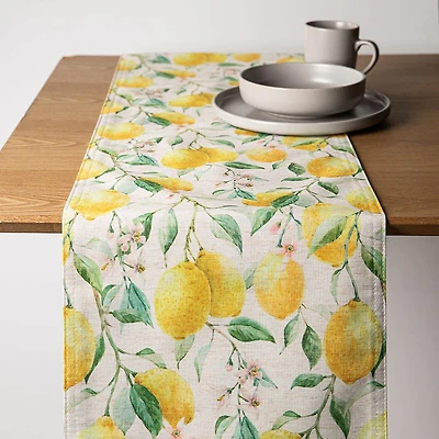 Harman Printed 'Fresh Lemon' Linen Table Runner