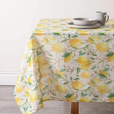 Harman Printed 'Fresh Lemon' Linen Tablecloth (60x120")