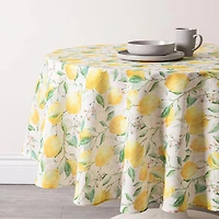Harman Printed 'Fresh Lemon' Linen Tablecloth (70" Dia.)