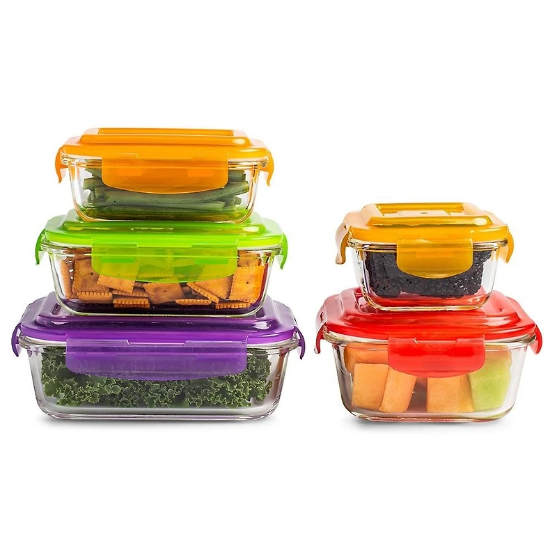 KSP Clip It Brights Glass Storage Container Combo - Set of 10
