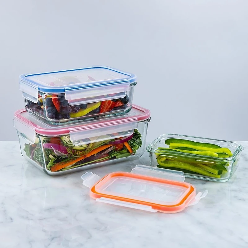 KSP Clip It Glass Storage Container Rect. - Set of 6