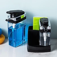 Casabella Sink Sider Duo Soap Dispenser with Sponge (Black/Chrome)