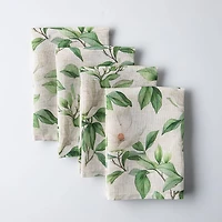 Harman Printed 'White Blossom' Linen Napkin - Set of 4 (Natural)