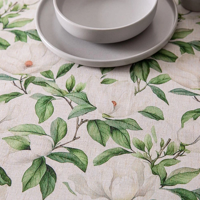 Harman Printed 'White Blossom' Linen Tablecloth (60x90")