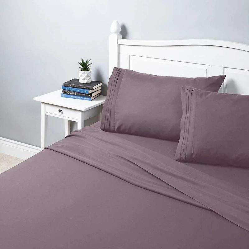 Hotel & Home Ultra-Soft Microfiber King Sheet - Set of 4 (Lilac)