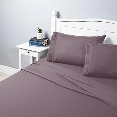 Hotel & Home Ultra-Soft Microfiber King Sheet - Set of 4 (Lilac)