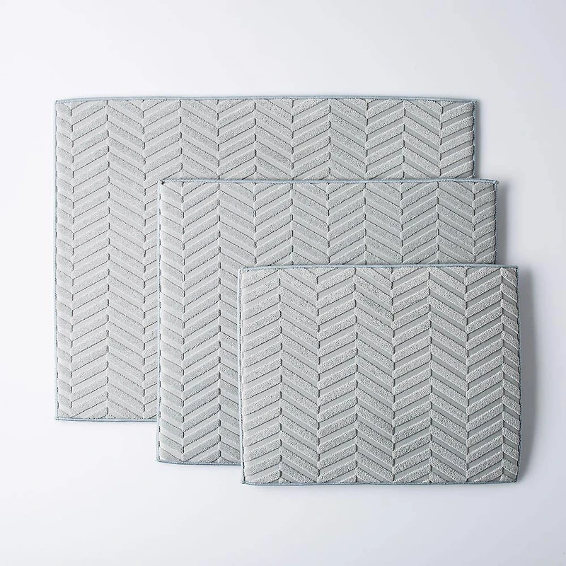 KSP Luxedry Herringbone Microfiber Dish Drying Mat - Set/3 (Grey)