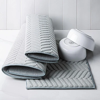 KSP Luxedry Herringbone Microfiber Dish Drying Mat - Set/3 (Grey)