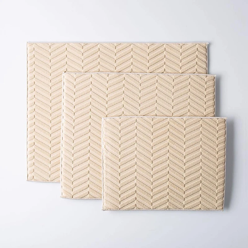 KSP Luxedry Herringbone Microfiber Dish Drying Mat - S/3 (Beige)
