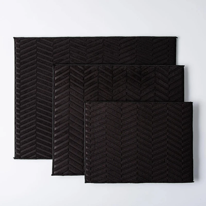 KSP Luxedry Herringbone Microfiber Dish Drying Mat - Set/3 (Black)