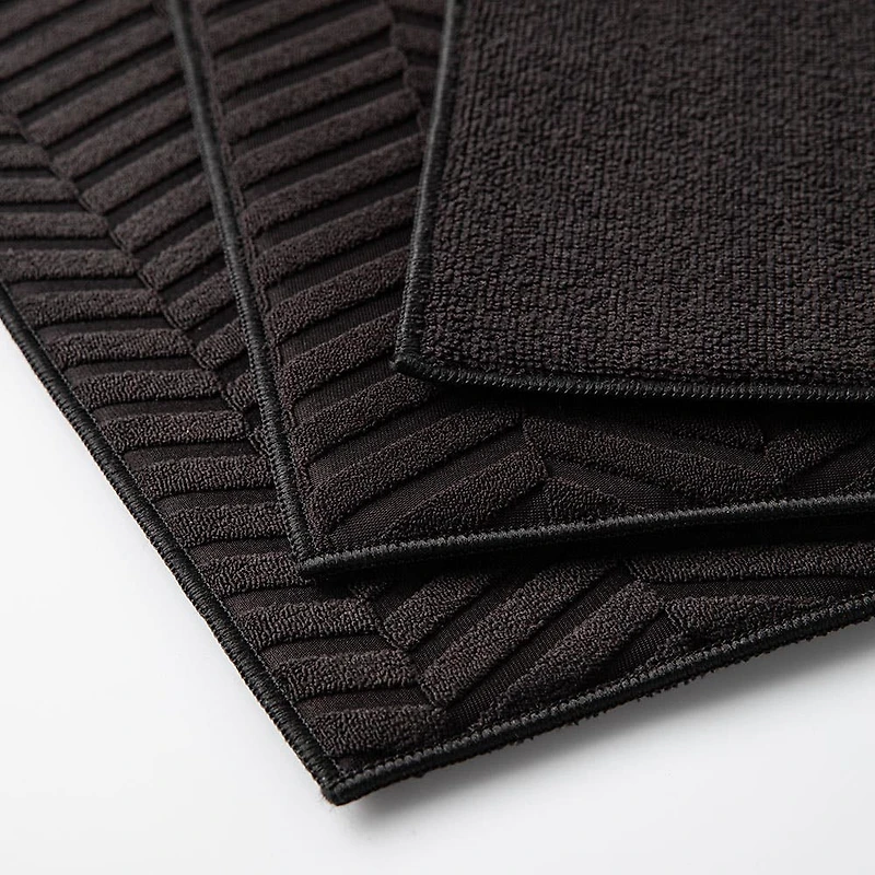 KSP Luxedry Herringbone Microfiber Dish Drying Mat - Set/3 (Black)