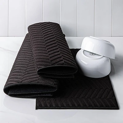KSP Luxedry Herringbone Microfiber Dish Drying Mat - Set/3 (Black)