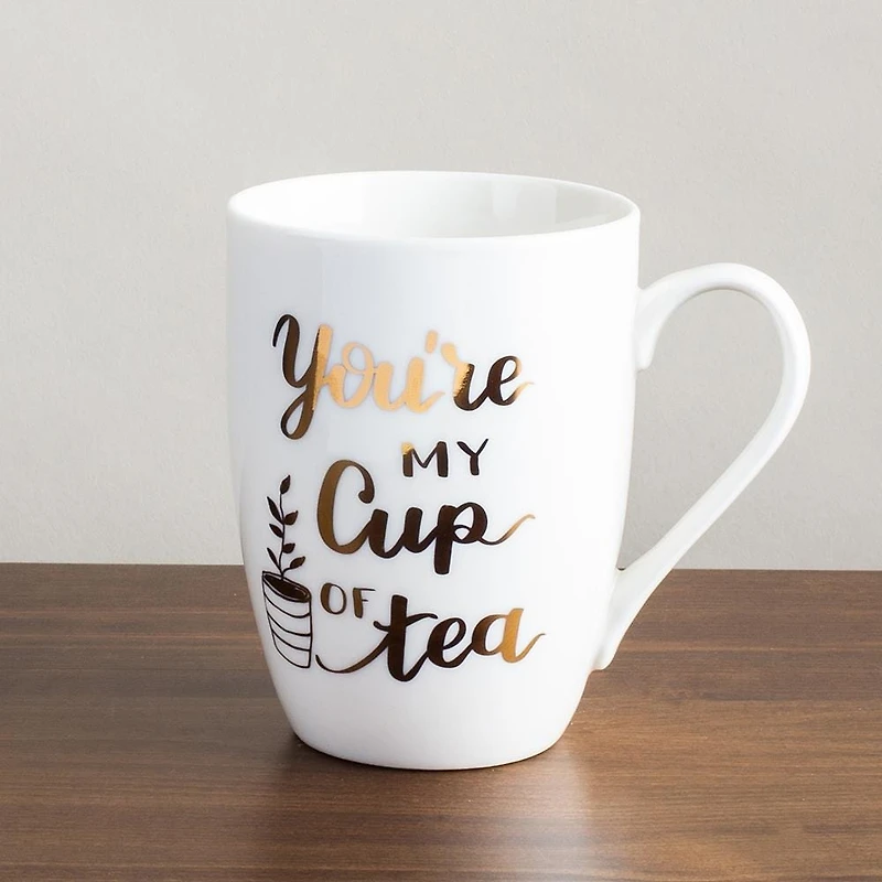 KSP Graphic 'Coffee & Tea' Mug - Set of 4 (White/Gold)