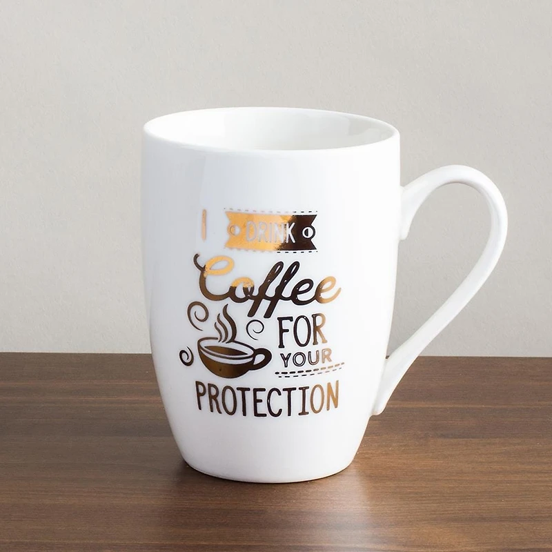 KSP Graphic 'Coffee & Tea' Mug - Set of 4 (White/Gold)