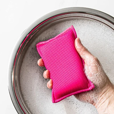 KSP Mighty Sponge Non-Scratch Cleaning Scrubby (Magenta)