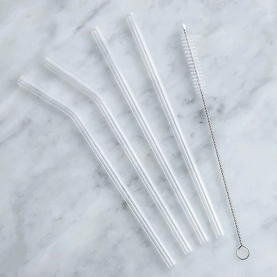 Luciano Sip Reusable Glass Straw with Brush - Set of 4