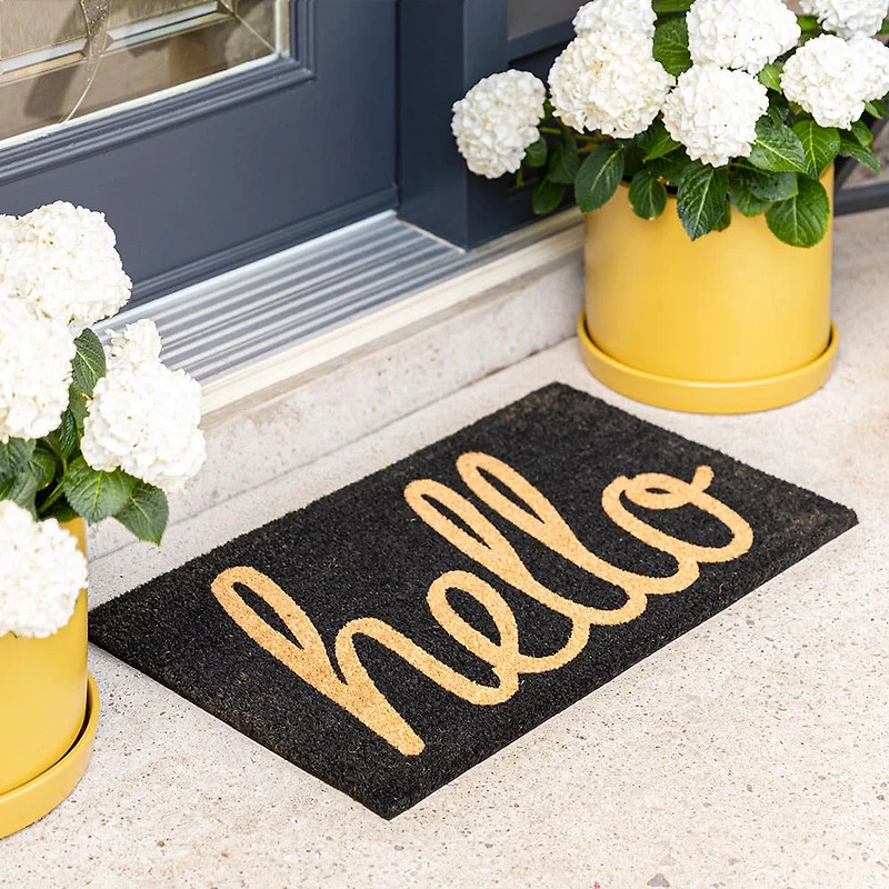 KSP Casual 'Hello' Coir Doormat (Black)