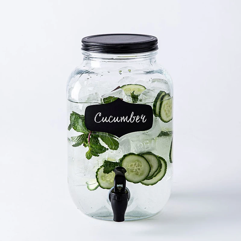 KSP Oldtyme 'Chalkboard' Glass Beverage Dispenser (Clear/Black)