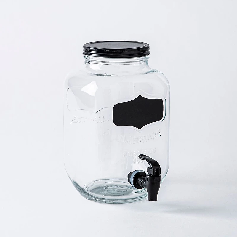 KSP Oldtyme 'Chalkboard' Glass Beverage Dispenser (Clear/Black)