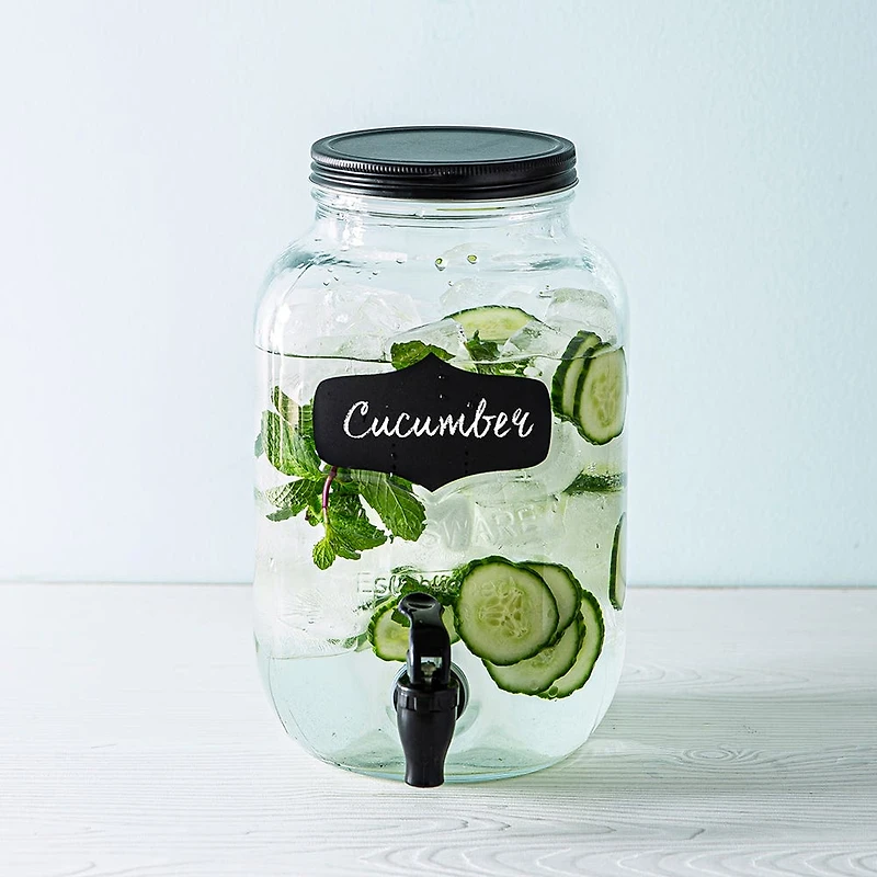 KSP Oldtyme 'Chalkboard' Glass Beverage Dispenser (Clear/Black)