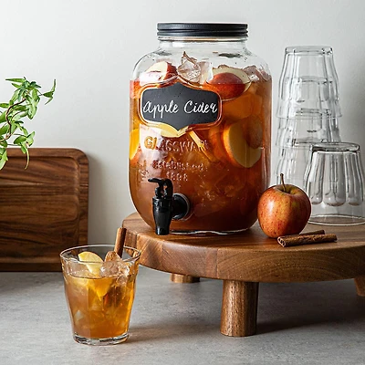 KSP Oldtyme 'Chalkboard' Glass Beverage Dispenser (Clear/Black)