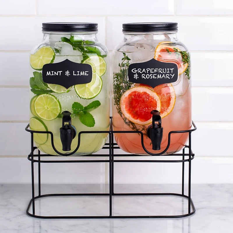 KSP Oldtyme 'Chalkboard' Beverage Dispenser Stand - Set of 2