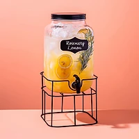 KSP Oldtyme 'Chalkboard' Beverage Dispenser with Stand (Clear/Black)