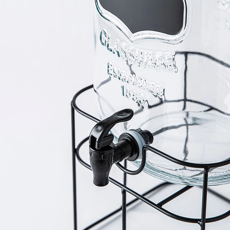 KSP Oldtyme 'Chalkboard' Beverage Dispenser with Stand (Clear/Black)