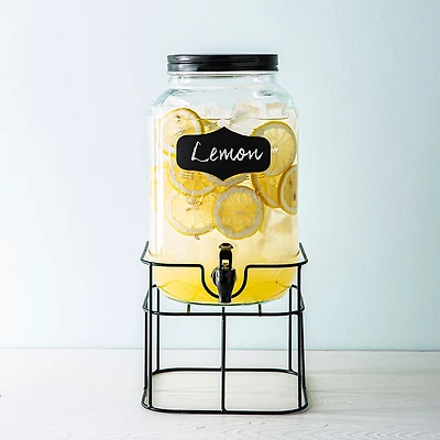 KSP Oldtyme 'Chalkboard' Beverage Dispenser with Stand (Clear/Black)