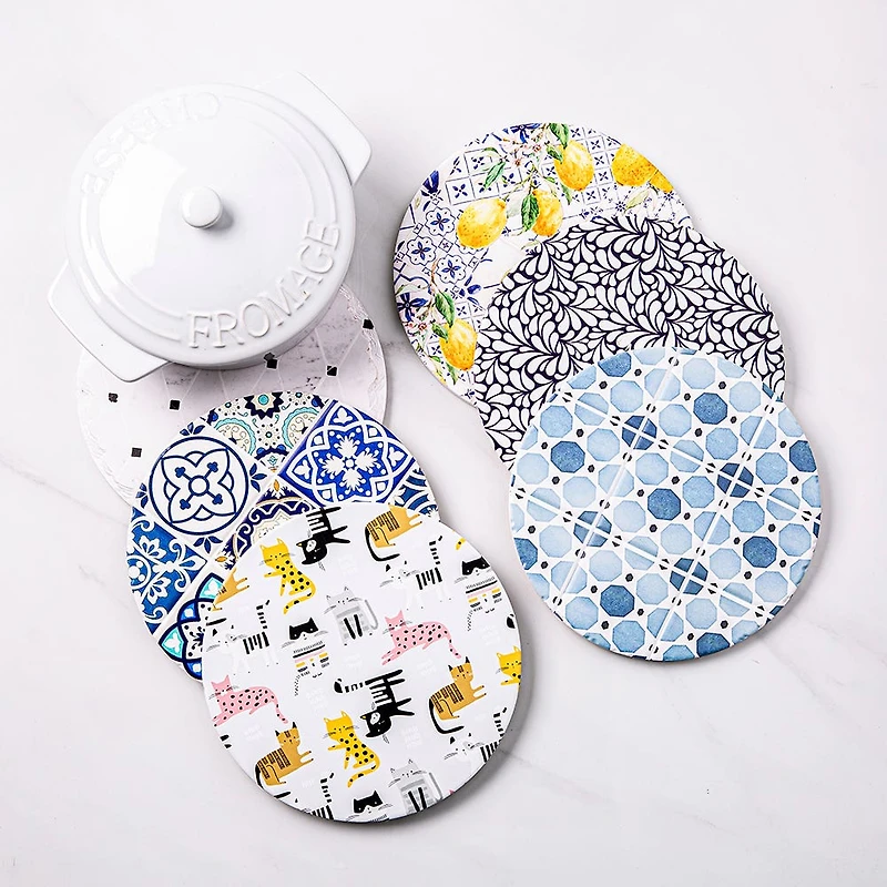 KSP Tessera 'Geo' Ceramic Trivet (White/Black)