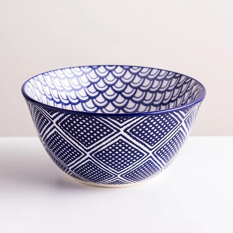 KSP Oishi 'Waves' Stoneware Bowl - Small (Navy)