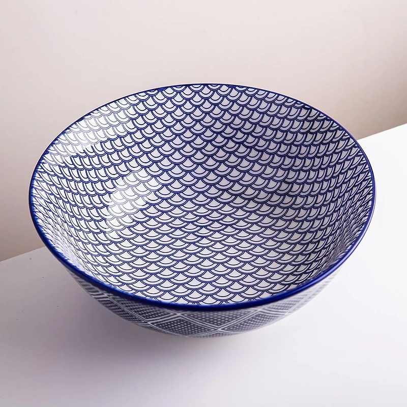 KSP Oishi 'Waves' Stoneware Bowl - Large (Navy)