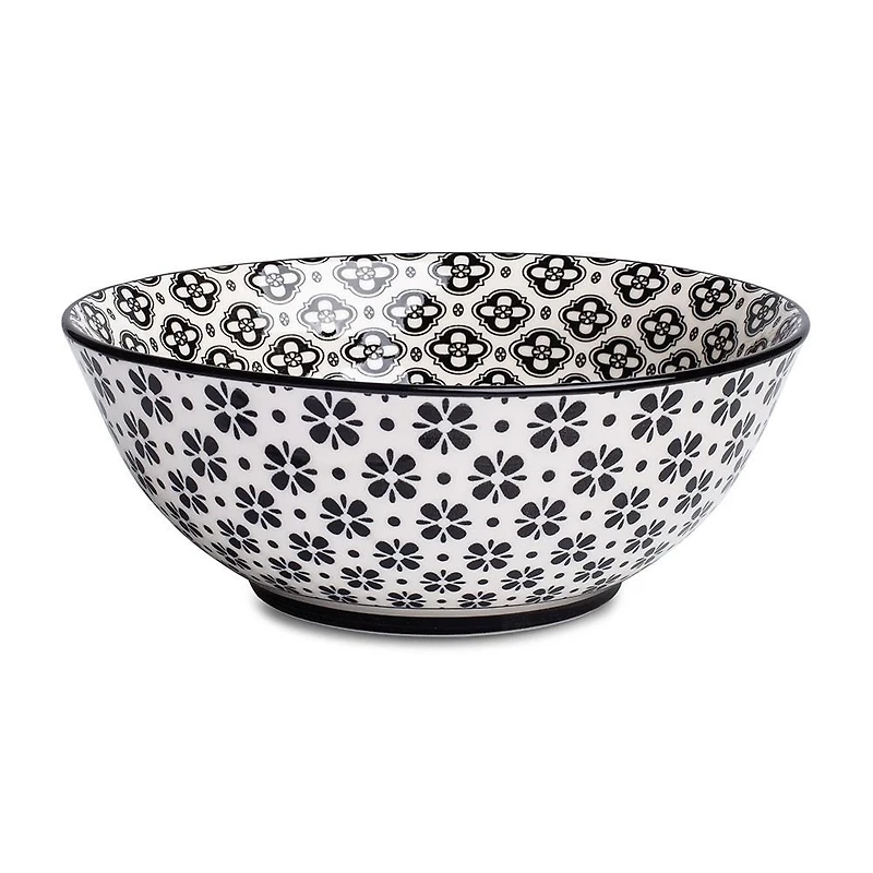 KSP Oishi 'Flower Burst' Stoneware Bowl - Large (Black)