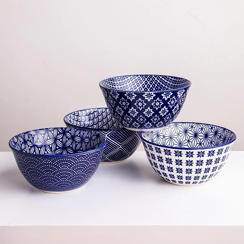 KSP Oishi 'Assorted' Stoneware Bowl - Set of 4 (Navy)