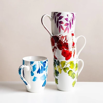 KSP Graphic 'Saison' Mug - Set of 4 (Green Pink Blue Red)