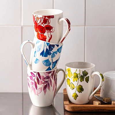 KSP Graphic 'Saison' Mug - Set of 4 (Green Pink Blue Red)