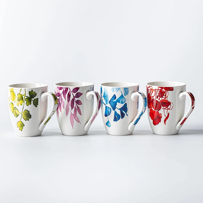 KSP Graphic 'Saison' Mug - Set of 4 (Green Pink Blue Red)