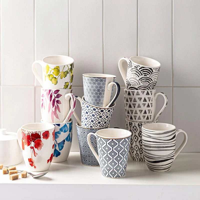 KSP Graphic 'Ikat' Mug - Set of 4 (Grey)