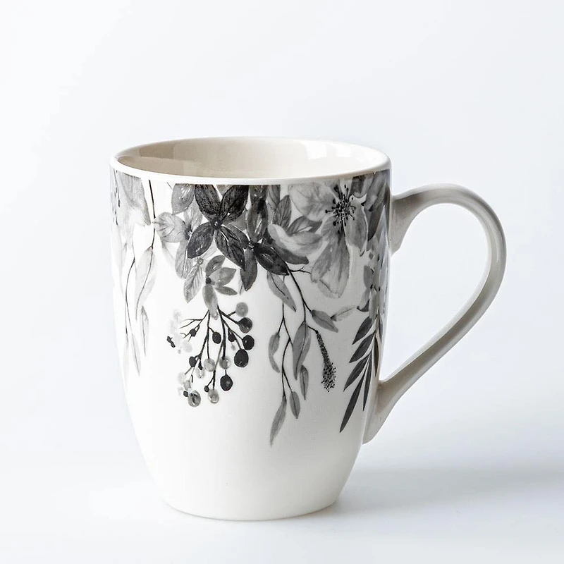 KSP Graphic 'Bloom' Mug - Set of 4 (White/Black)