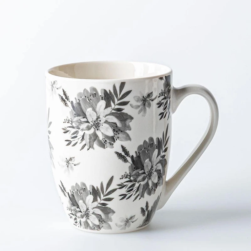 KSP Graphic 'Bloom' Mug - Set of 4 (White/Black)