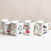KSP Graphic 'Mr and Mrs' Mug - Set of 4 (White/Black)