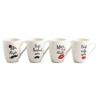 KSP Graphic 'Mr and Mrs' Mug - Set of 4 (White/Black)