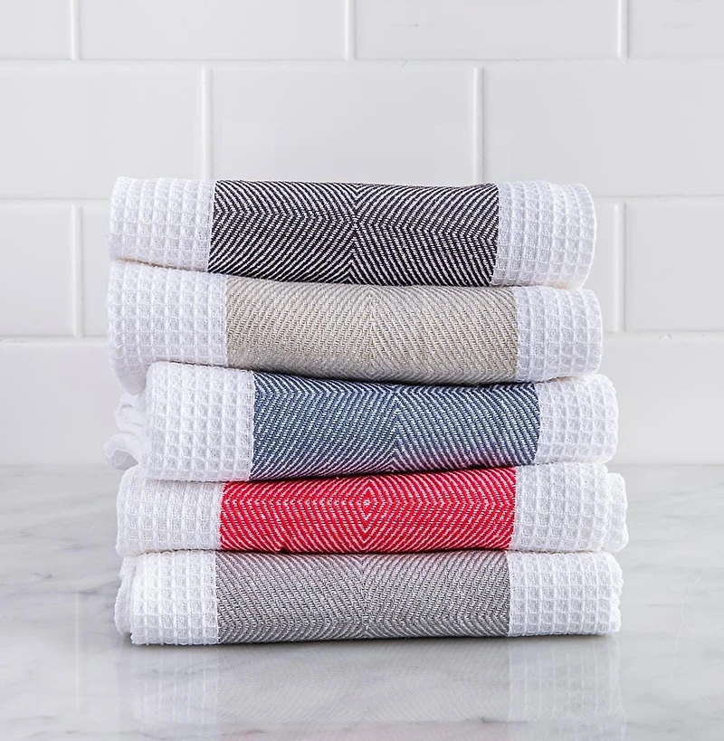 Harman Premium Quality 'Blocks' Kitchen Towel - Set of 3 (Navy)
