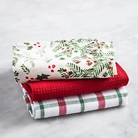 Harman Christmas 'Holly' Cotton Kitchen Towel 18x26" - Set of 3