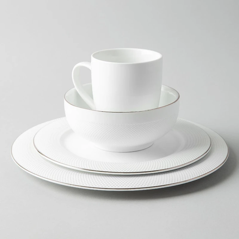 A La Carte 'Diamond Platinum' Porcelain Soup/Pasta Plate (White)