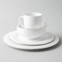 A La Carte 'Diamond Platinum' Porcelain Soup/Pasta Plate (White)