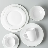 A La Carte 'Diamond Platinum' Porcelain Dinner Plate (White)