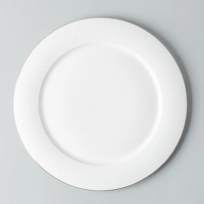 A La Carte 'Diamond Platinum' Porcelain Dinner Plate (White)